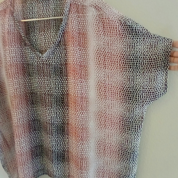 CAbi Women's V-Neck Blouse in Black, White, and Brown - Picture 5 of 10